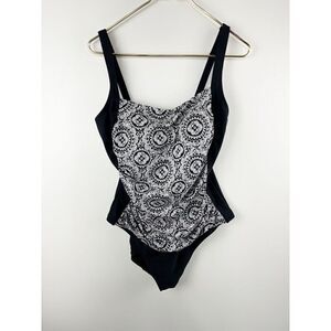 Seekers Australia swimwear black Tummy Control one piece swimsuit size 8